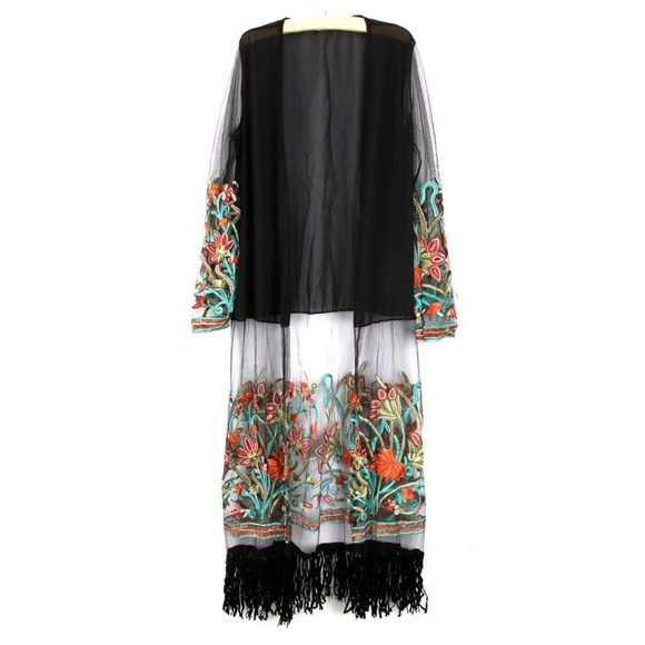 Summer long maxi boho kimono cardigan ONE SIZE NWO - Picture 3 of 5